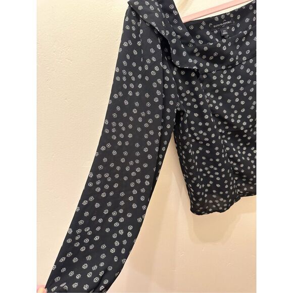 Banana Republic Black Balloon Sleeve Peasant Top Size XS - Picture 3 of 4